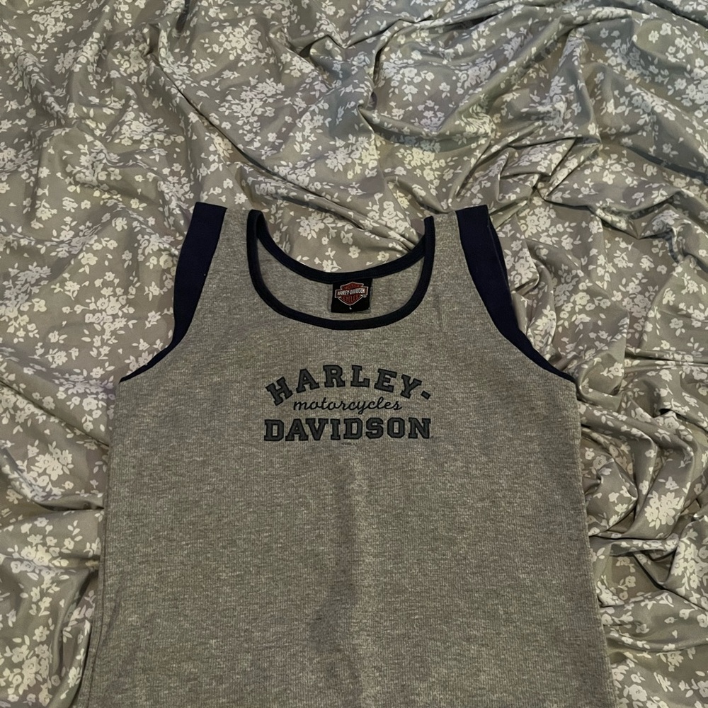 Harley-Davidson Gray and Navy Tank Top